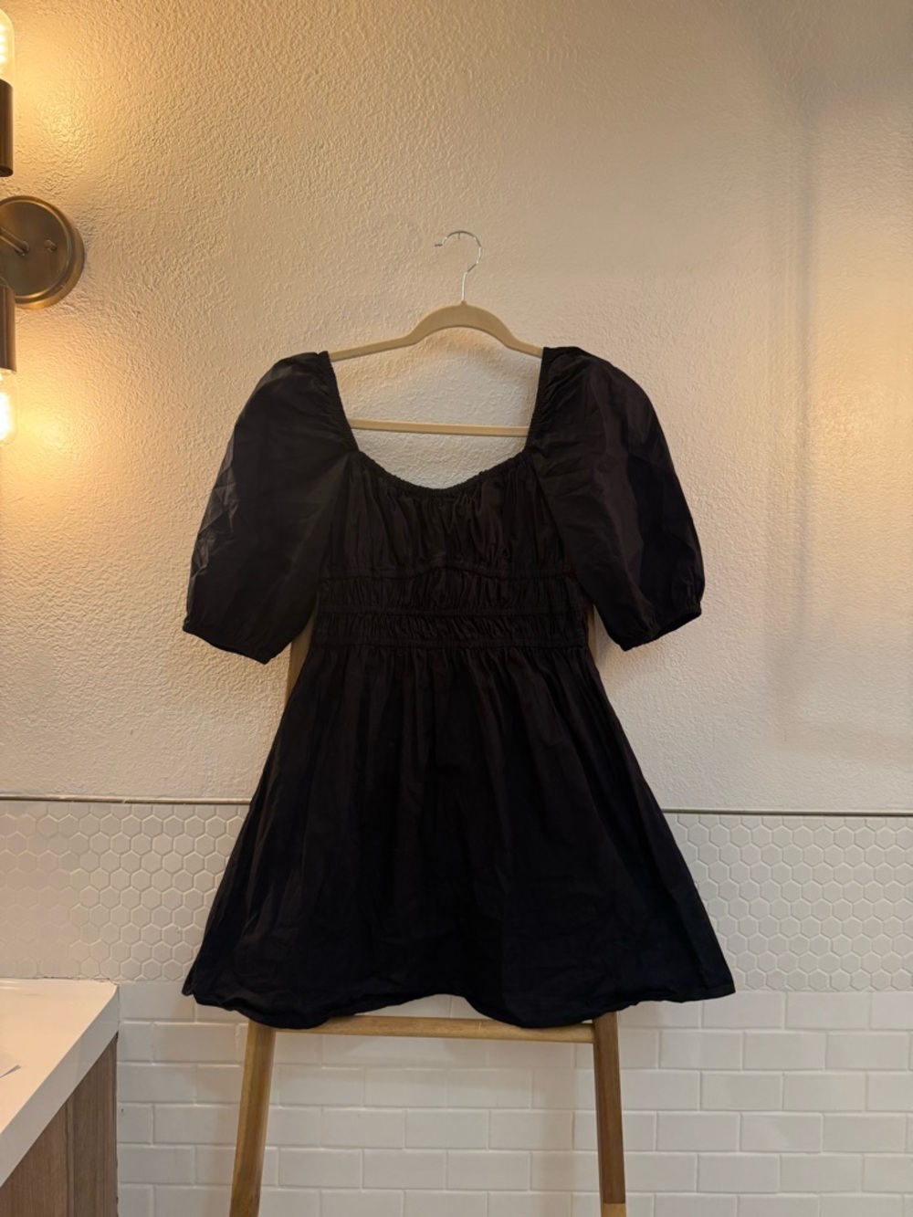 Faithfull the Brand Black Short Puff Sleeve Mini Dress - Picture 6 of 11